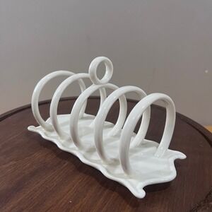 I. Godinger & Co. White Ceramic Toast Rack 5 Slot Letter Sorter Vtg Farmhouse‎